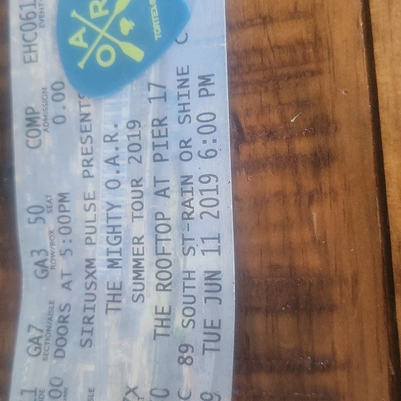 O.A.R. guitar pic w Jerry Depizzo signature & OAR NYC concert stub June 2019 - Picture 3 of 3